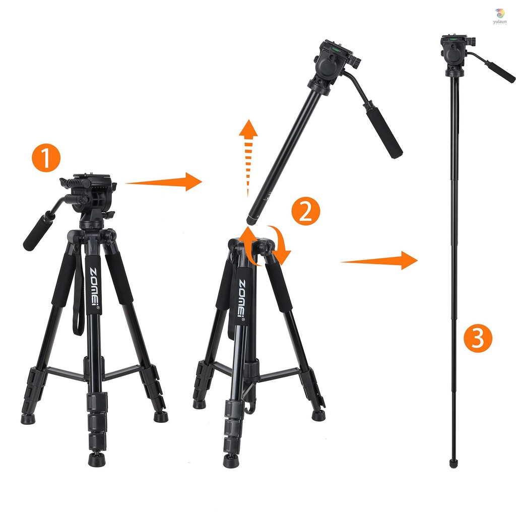 Gậy Ba Chân 4 Phần Mở Rộng ZOMEI Q310 Bằng Hợp Kim Nhôm Chuyên Nghiệp Cho Máy Ảnh DSLR ILDC Mũ Nồi Tải Trọng Lớn Chất Lượng Cao