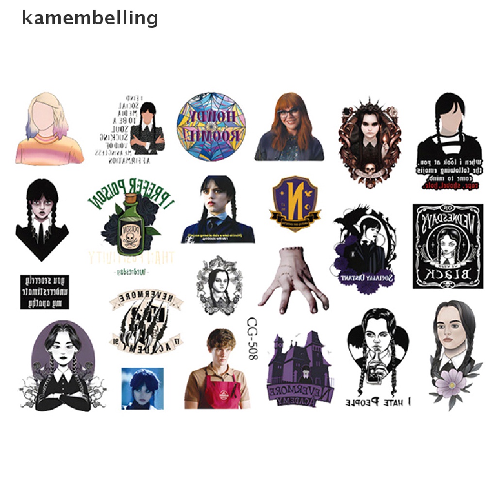 Kamembelling 1 Tờ Nhãn Dán Trang Trí Xe Hơi Laptop Điện Thoại Hình Addams Kinh Dị Mỹ