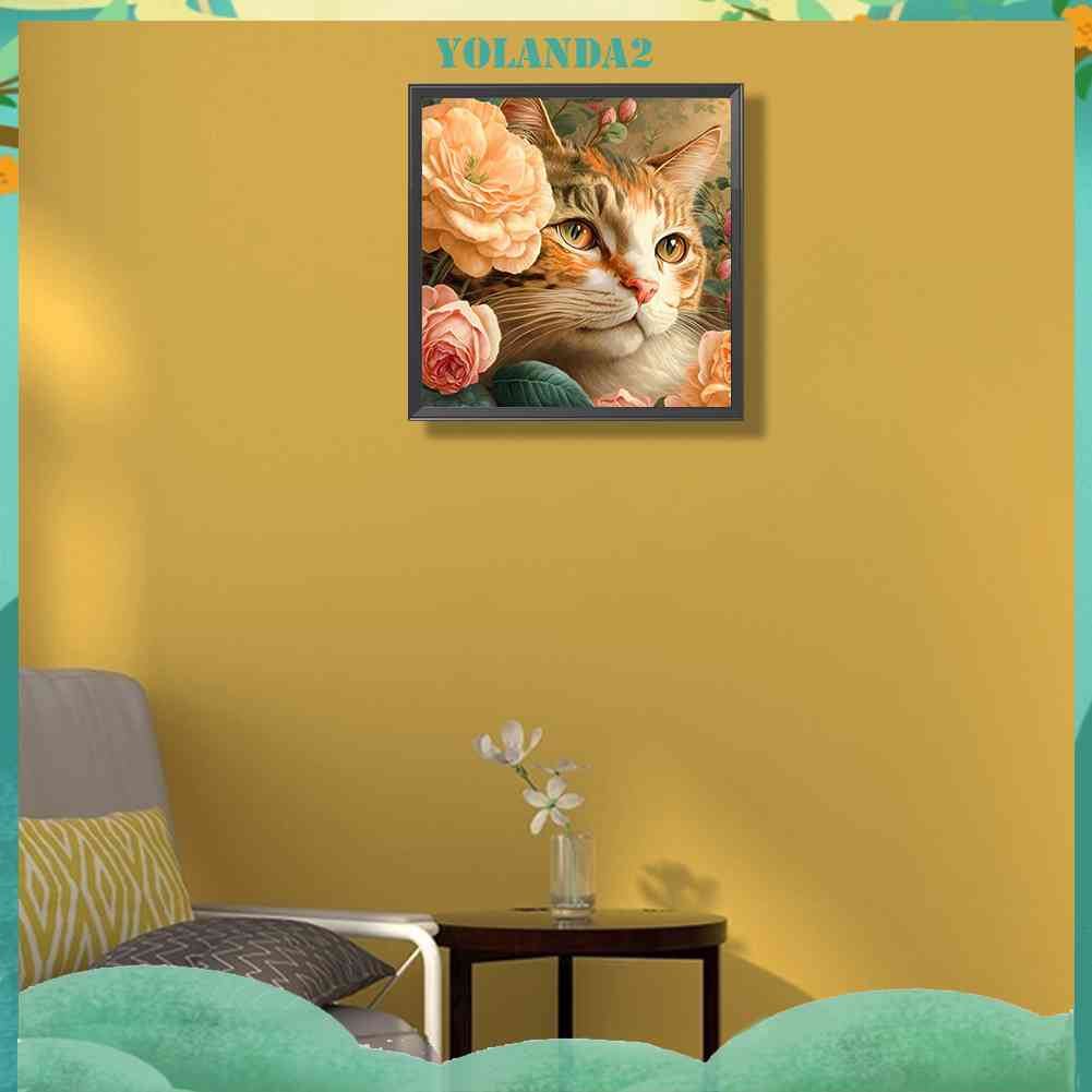 Tranh Đính Đá Kim Cương Toàn Bộ 5D DIY Hình Vẽ Mèo Trang Trí Nhà Cửa