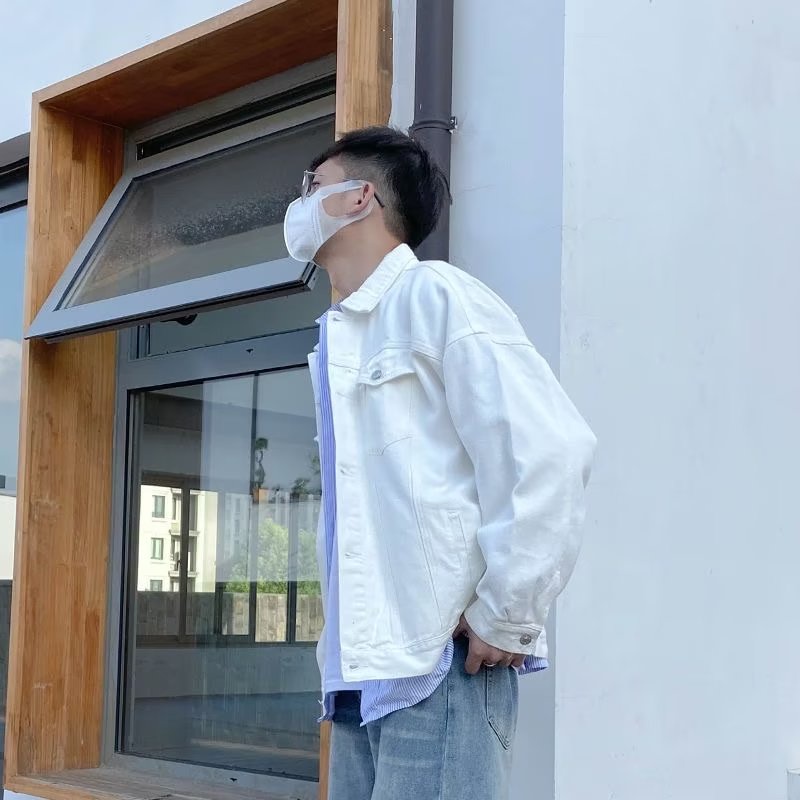 Áo Khoác Denim Dáng Rộng Phong Cách Hong Kong Thời Trang Xuân Thu Cho Nam