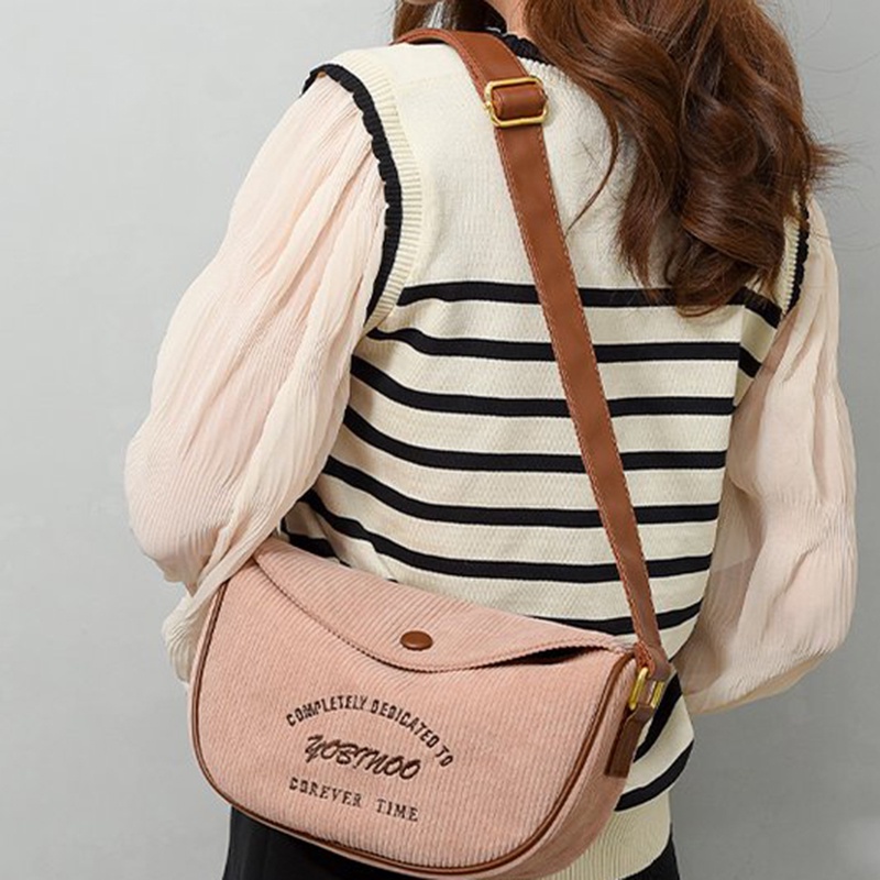 Túi Đeo Chéo Vai Họa Tiết Thêu Đơn Giản Phong Cách Hàn Quốc Cho Nữ