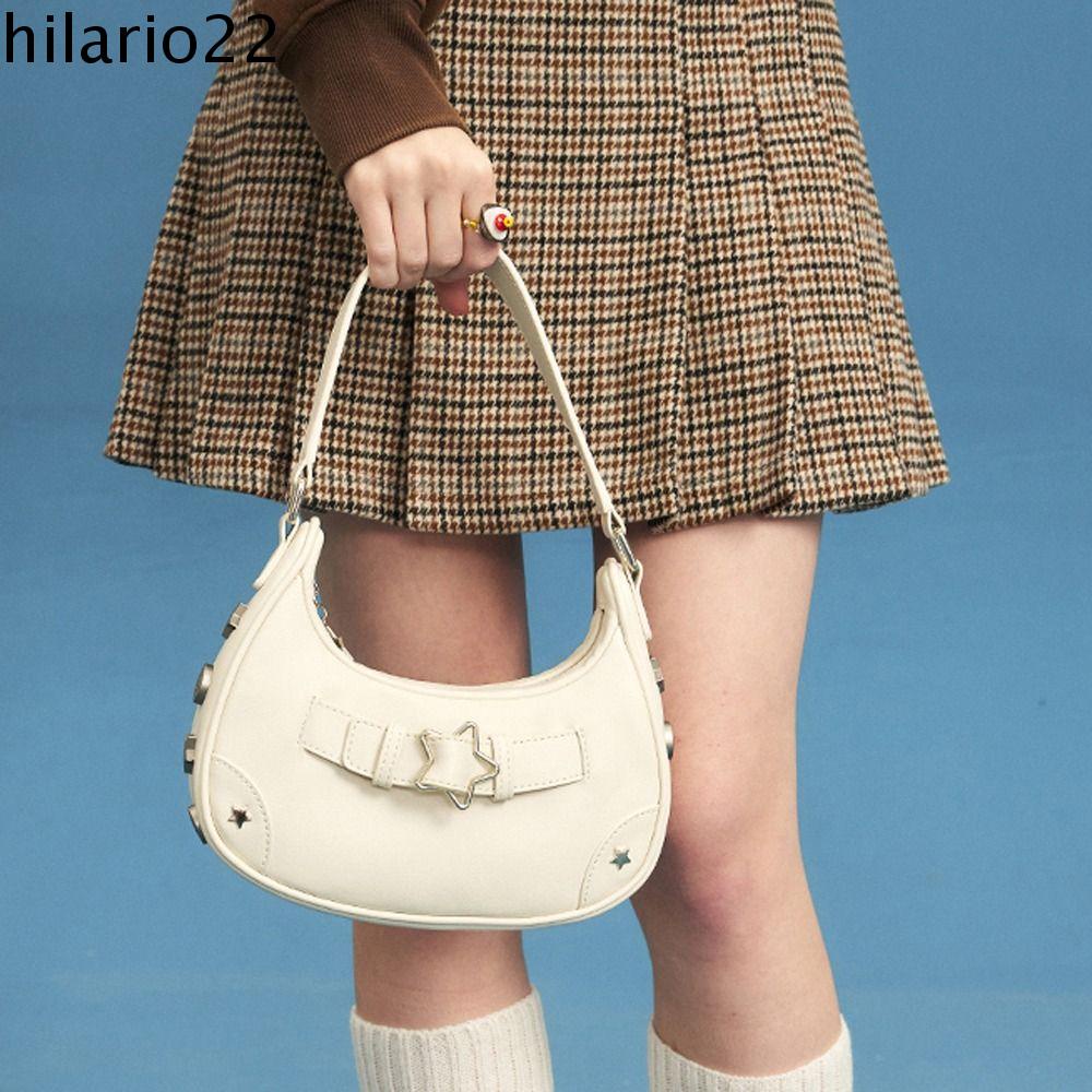 Hilario Túi Xách Da PU Hình Bán Nguyệt Phong Cách Retro Hàn Quốc Cho Nữ