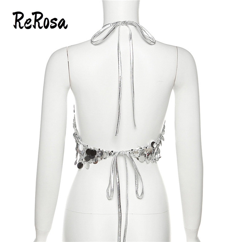 Áo Hai Dây Hở Lưng Đính Kim Sa Lấp Lánh Thời Trang 2023 Quyến Rũ Cho Nữ