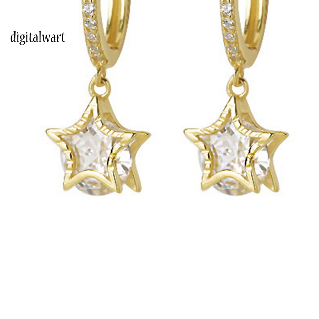 Kỹ Thuật Số| 1 Đôi Bông Tai Dáng Dài Hình Ngôi Sao Đính Đá Lấp Lánh Phong Cách Retro