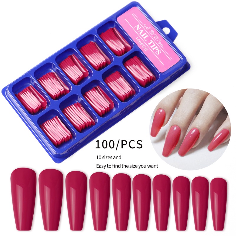 Set 100 Móng Tay Giả Màu Trơn Thời Trang