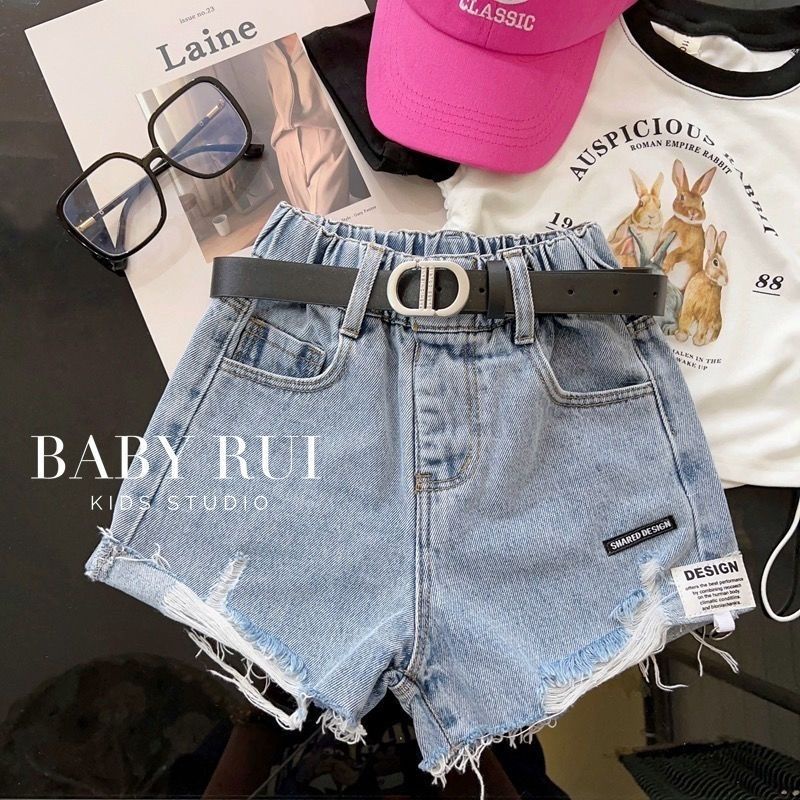 Hàng Mới Về Mới Quần Short Jean Rách Phong Cách Hàn Quốc Dành Cho Bé Gái
