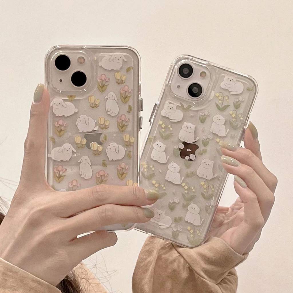 ✅Ốp Điện Thoại Mềm Trong Suốt In Hình Hoa Tulip / Thỏ Cho Iphone Promax / 13plus / 14 117 / xrpro812 xs