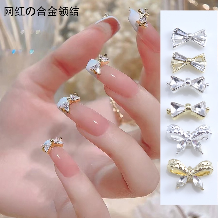 Túi 10 charm nơ, phụ kiện đính móng tay