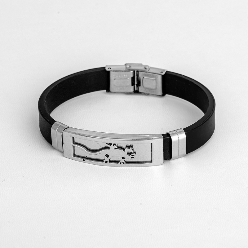 Z Vòng Tay Silicon Phối Mặt Hình Thằn Lằn Bằng Thép Không Gỉ Phong Cách Hip Hop Cho Nam Và Nữ