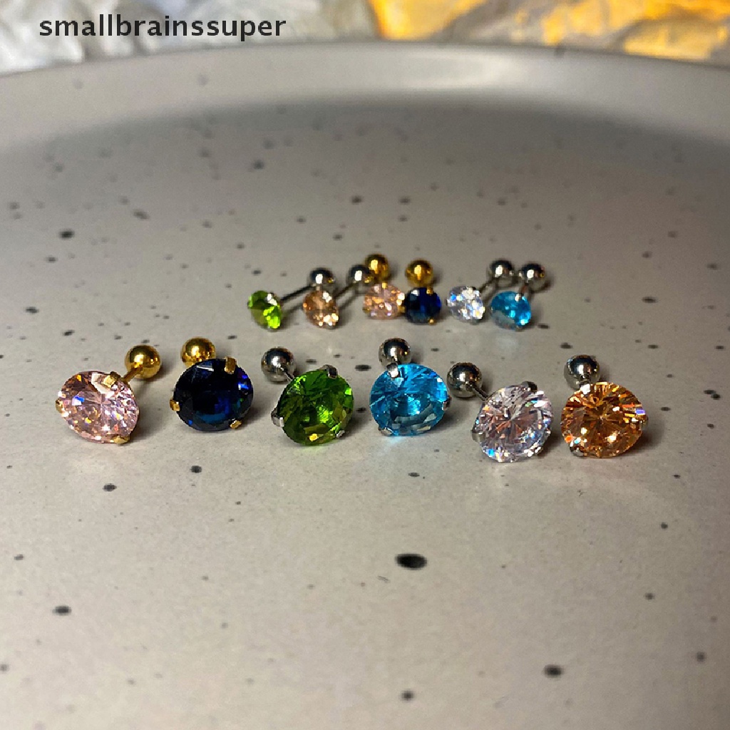 1 Khuyên Tai Đính Đá Zircon 5 / 8mm Thời Trang Cho Nữ