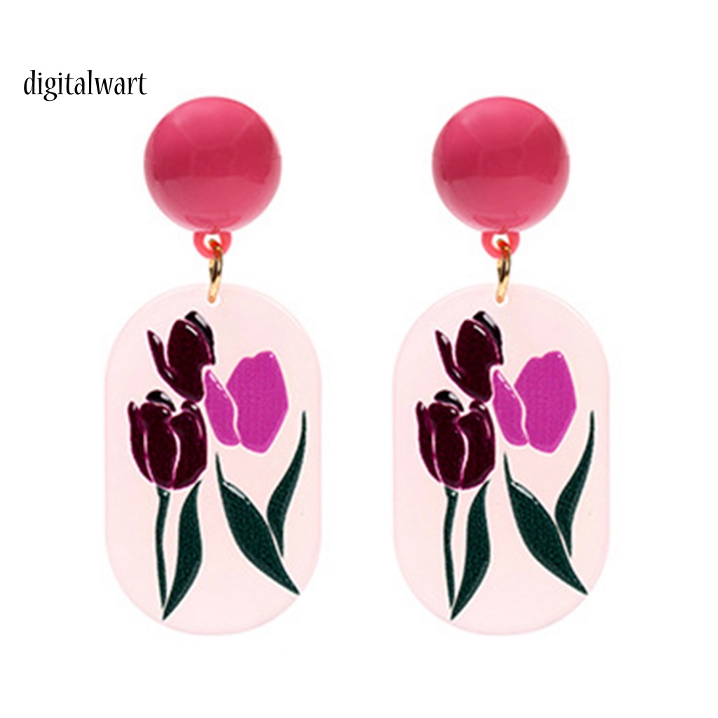 Kỹ Thuật Số| 1 Đôi Bông Tai Xỏ Lỗ Họa Tiết Hoa Dập Nổi Ba Chiều Màu Sắc Tươi Sáng Cho Nữ