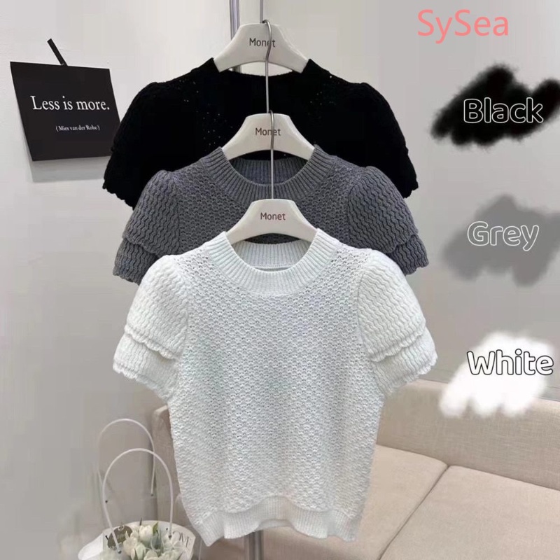 Áo Dệt Kim Ngắn Tay Hai Lớp Thời Trang Mùa Hè Cho Nữ