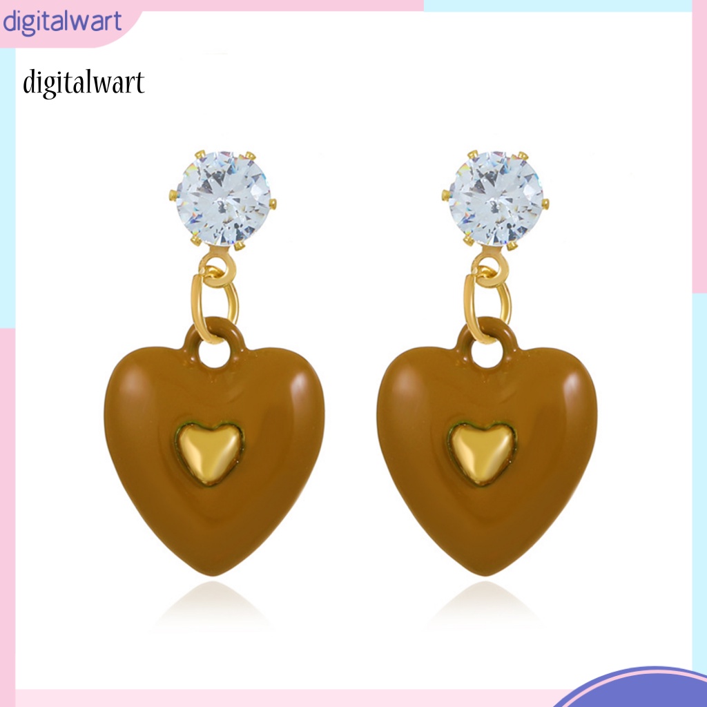 Kỹ Thuật Số| 1 Đôi Bông Tai Đính Đá Zircon Trái Tim Màu Sắc Tươi Sáng Dành Cho Nữ