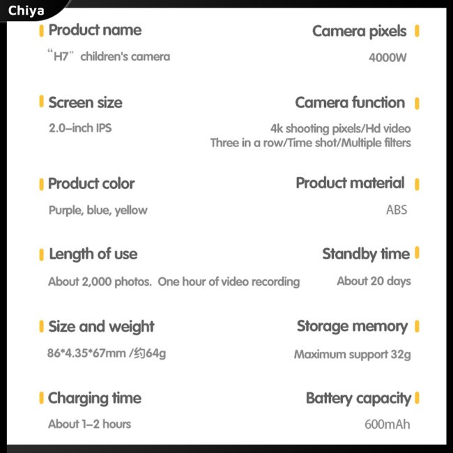 Máy Ảnh Kỹ Thuật Số Mini 4000w Hai Thấu Kính Trước Và Sau Họa Tiết Hoạt Hình Dùng Làm Quà Tặng Sinh Nhật Cho Bé