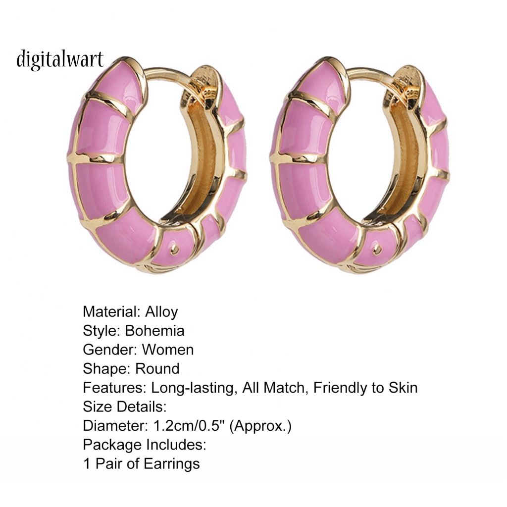 Kỹ Thuật Số| 1 Đôi Bông Tai Tròn Nhiều Màu Phong Cách Bohemia Dành Cho Nữ