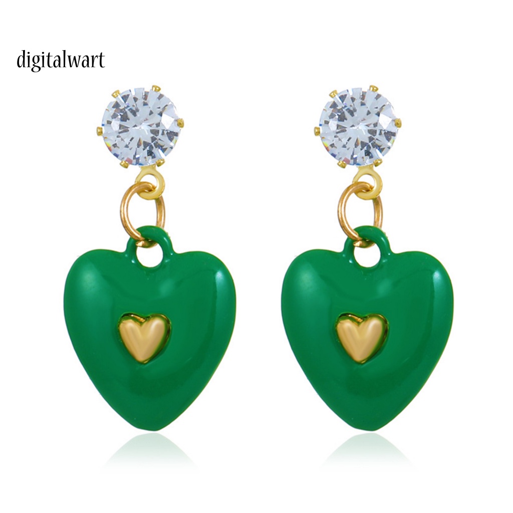 Kỹ Thuật Số| 1 Đôi Bông Tai Đính Đá Zircon Trái Tim Màu Sắc Tươi Sáng Dành Cho Nữ