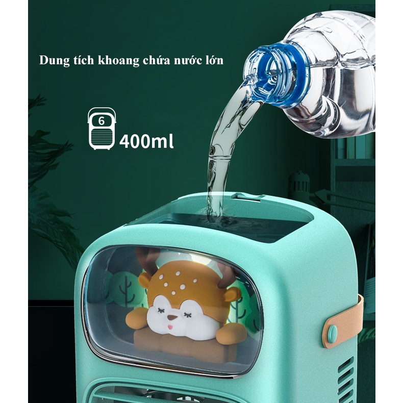 Quạt Điều Hoà Hơi Nước Mini Sạc Pin GP4706 Giảm Ngay 10-15 độ, Phun Hơi Nước Bù Ẩm - Hàng Bảo Hành 12 Tháng
