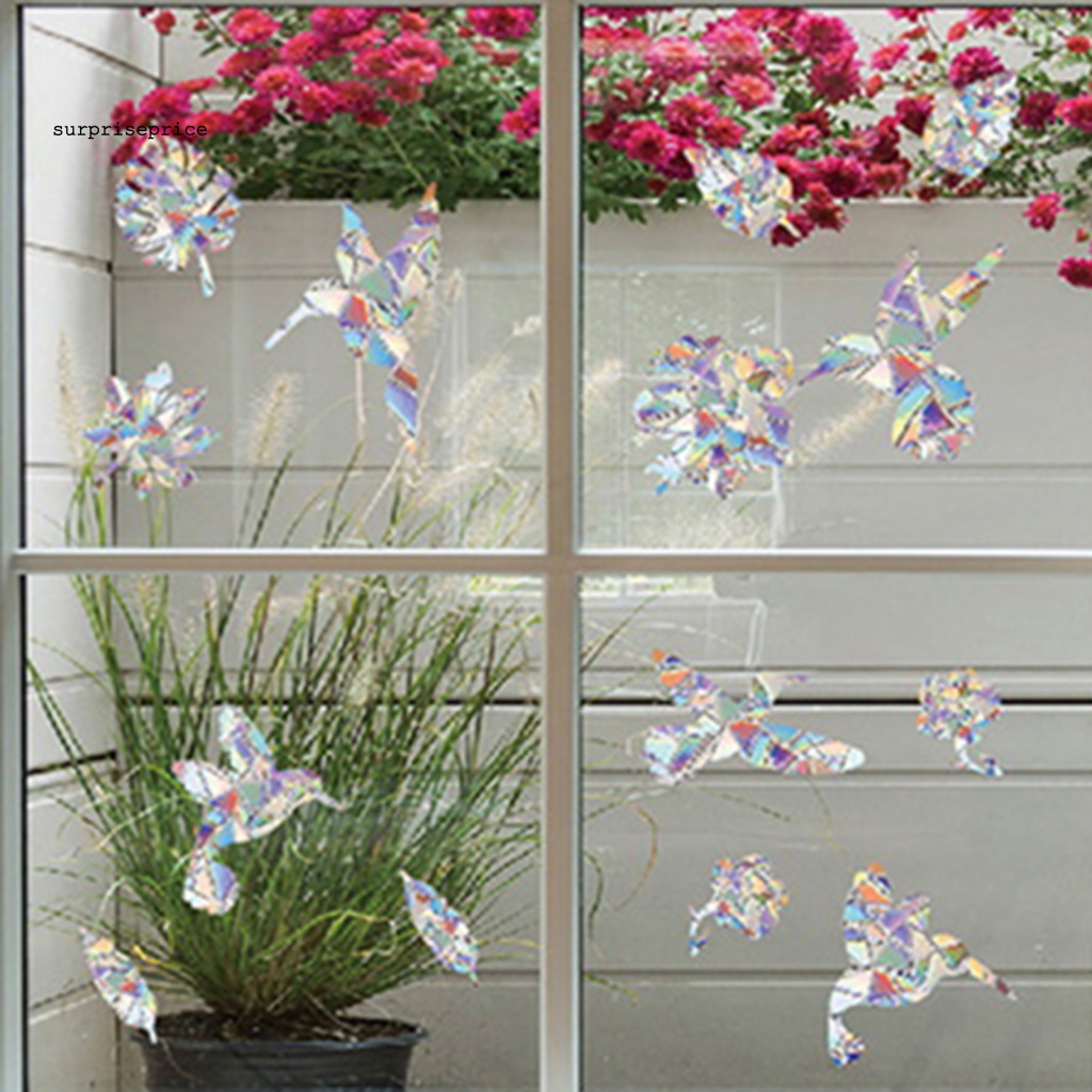 Bộ 2 Miếng Dán Cửa Kính Bằng PVC Chống Va Chạm Chống Hoa Lá Chim Ruồi