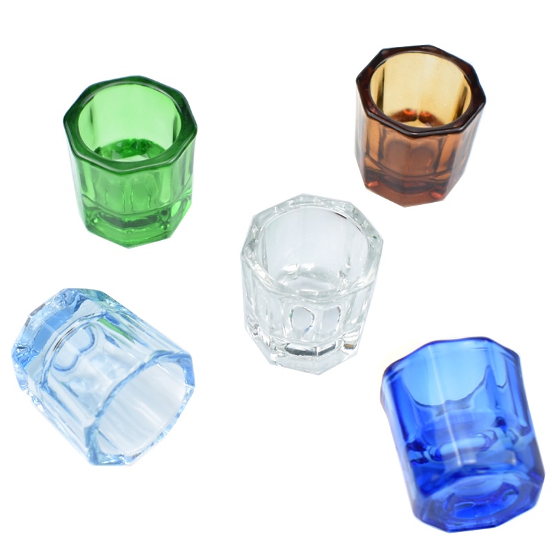 Bát Thủy Tinh Hình Bát Giác Dùng Đựng Bột Làm Móng Nghệ Thuật