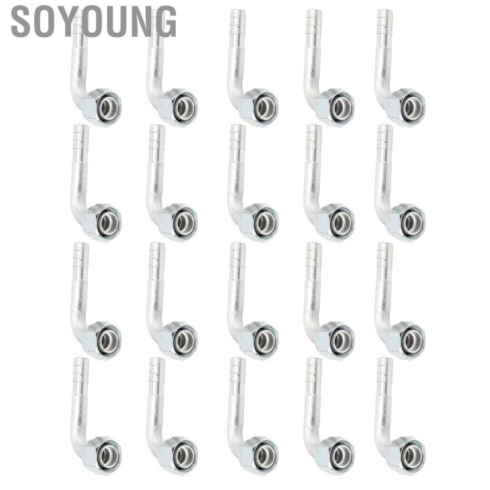 Soyoung Air Conditioning 90 Degree Connector  20 Pcs 0.54in Small Bore OD 5/8in Aluminum AC Splicer Fitting Stable Performance for Engineering Vehicle
