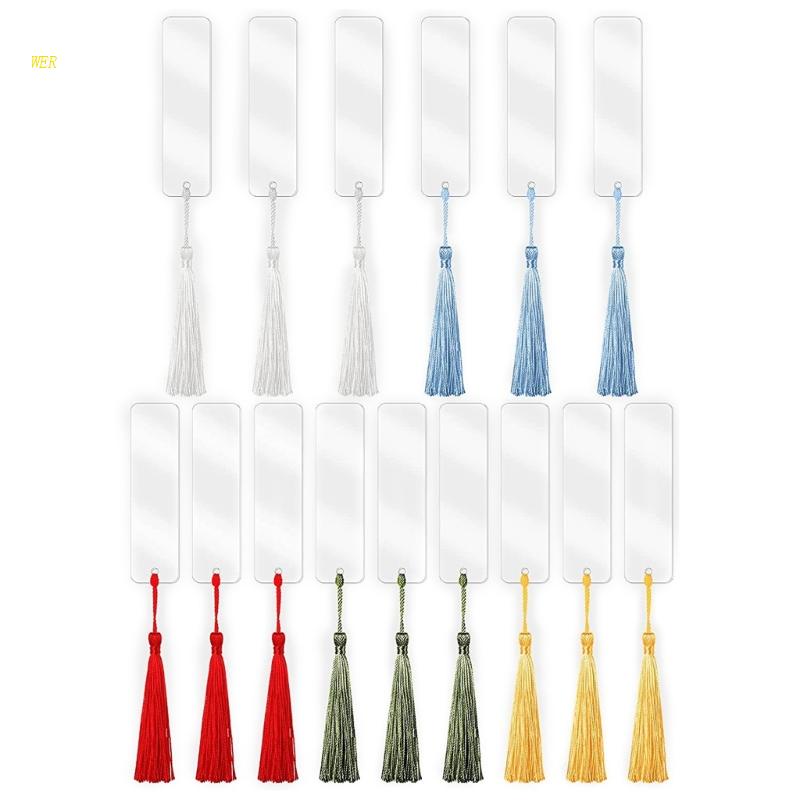 Set 15 Thẻ Đánh Dấu Trang Sách Hình Chữ Nhật Bằng Acrylic Chưa Hoàn Thiện DIY