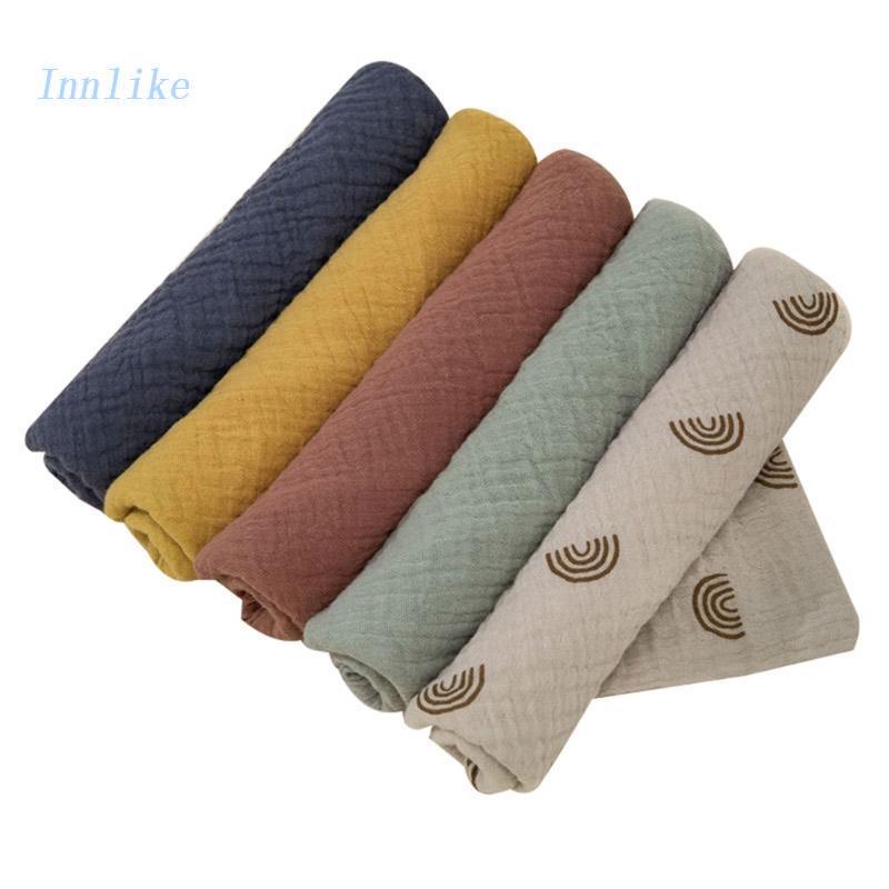 Set 5 Khăn Lau Nước Bọt Vải Cotton 4 Lớp Mềm Mại Hình Vuông Cho Bé