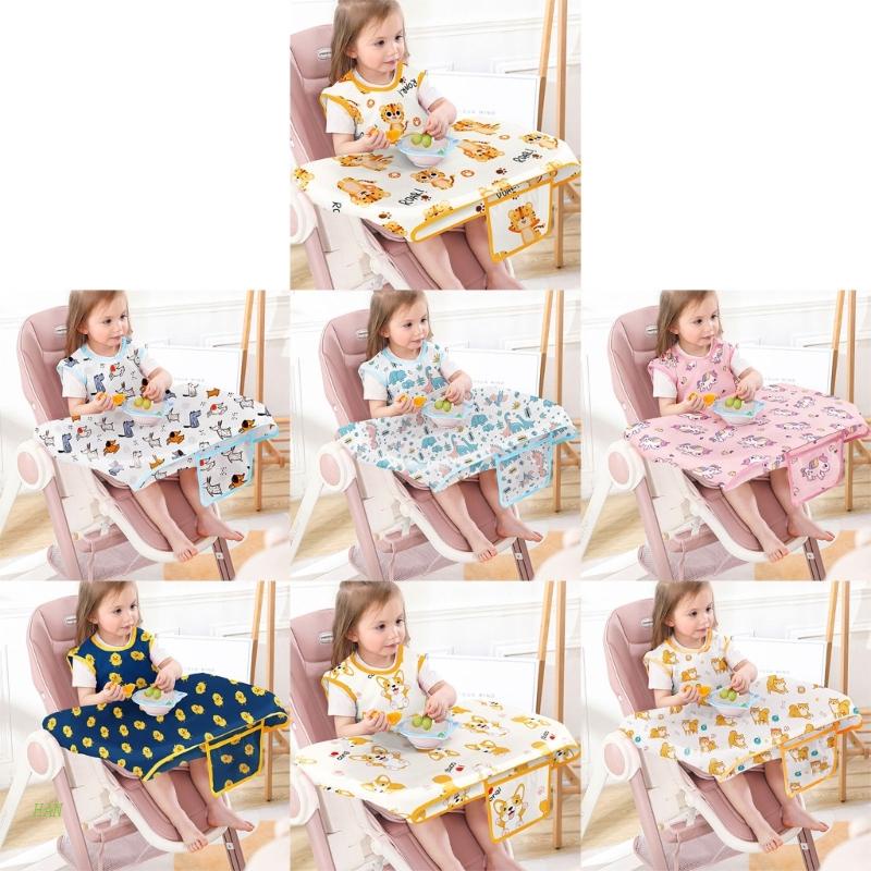 Yếm Ăn Tay Ngắn Chống Thấm Nước In Họa Tiết Bảo Vệ Cho Bé