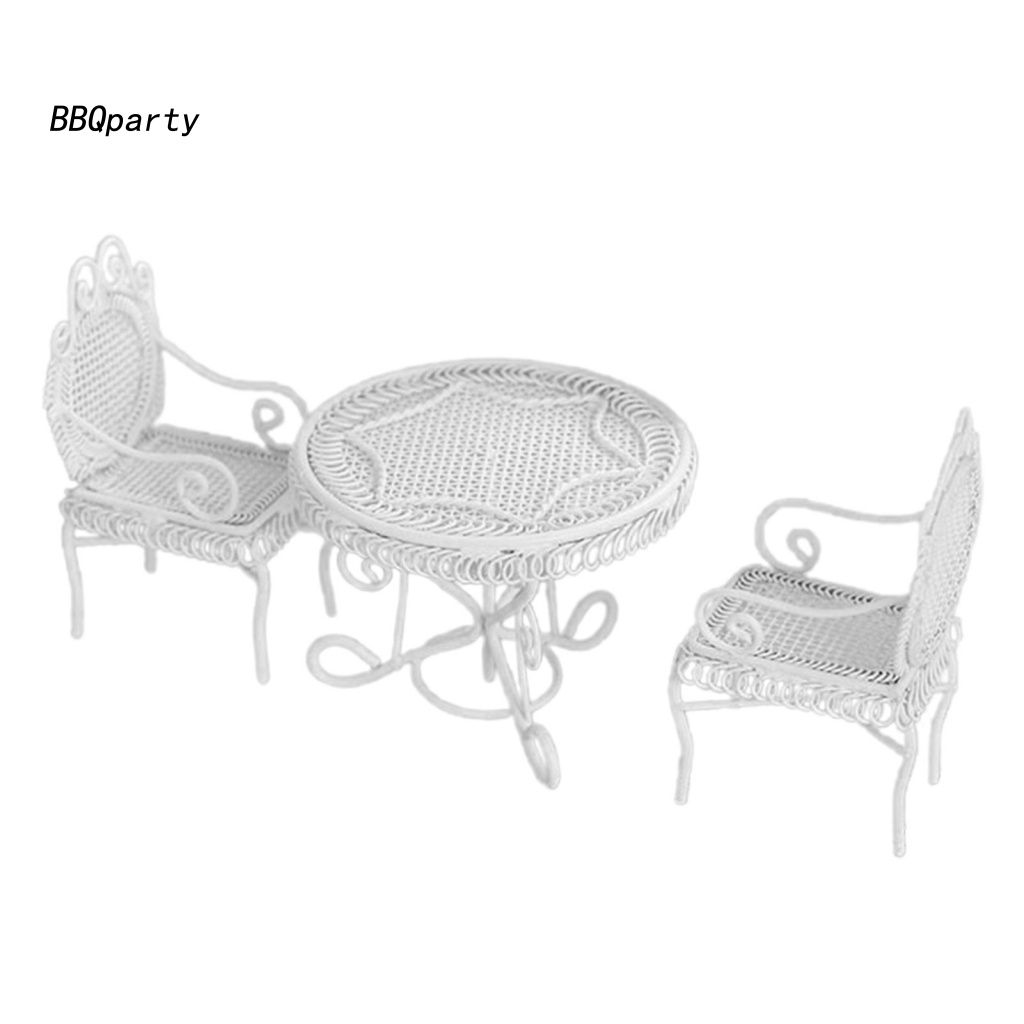 Mô Hình Bàn Ghế Tròn Bằng Sắt Dễ Phối Đồ Trang Trí Nhà Búp Bê