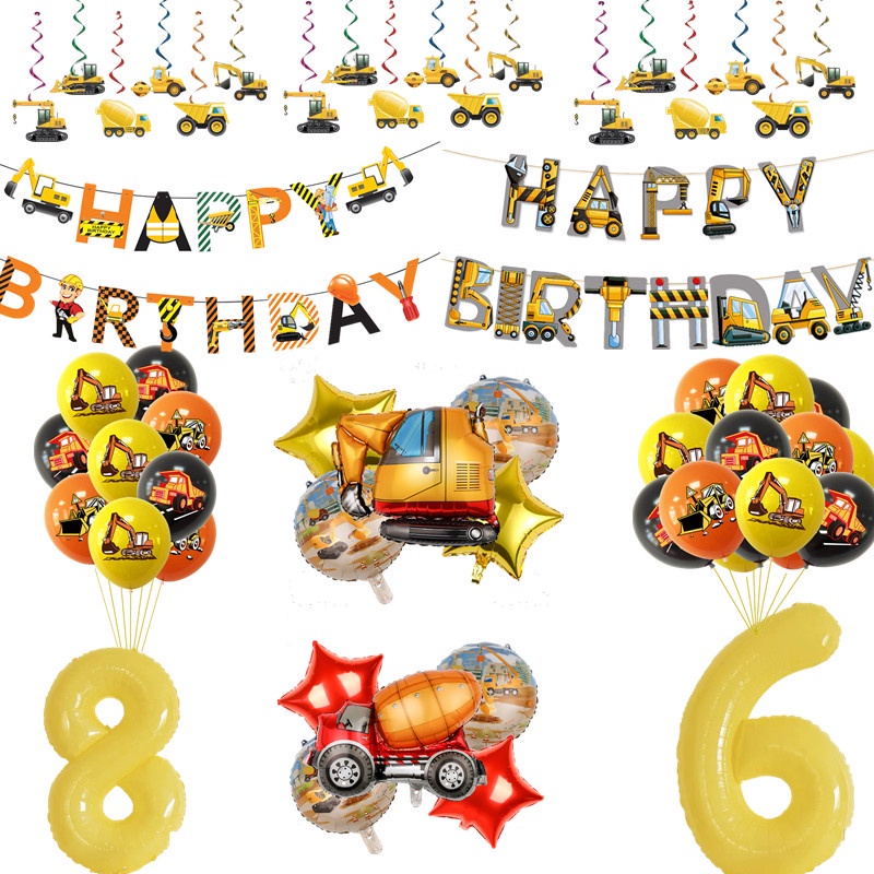 Bộ Bong Bóng + Cờ Chủ Đề Xe Hơi / Bánh Kem / Xe Tải Độc Đáo Trang Trí Tiệc Sinh Nhật / Giáng Sinh / halloween
