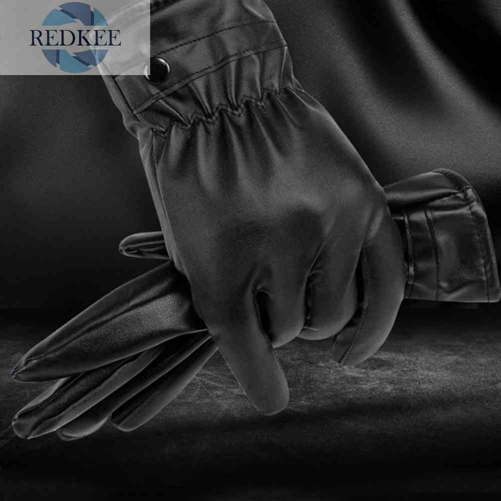 Găng Tay Sưởi Ấm Bằng Da PU Cho Nam Nữ