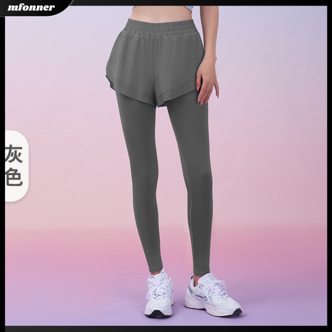 Quần Legging Lưng Cao Giả Hai Lớp Thoáng Khí Kèm Túi Nhiều Màu Sắc Dành Cho Nữ