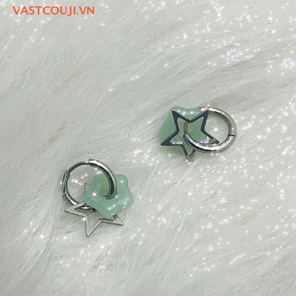 Khuyên Tai Hình Ngôi Sao Năm Cánh Phong Cách Gothic Thời Trang Hàn Quốc VASTJI Y2k Y2k
