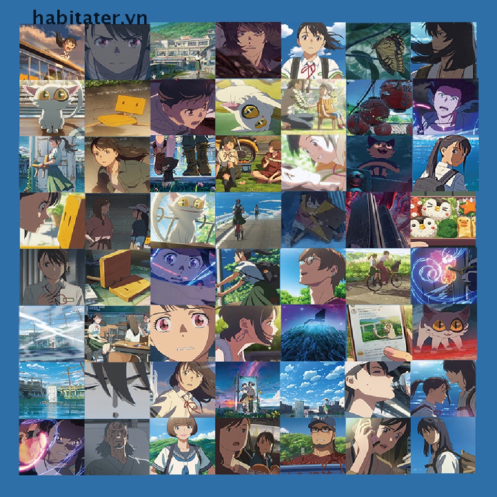 Bộ 62 Miếng Dán Hoạt Hình Anime Dùng Trang Trí Sổ Tay / Hành Lý / Laptop