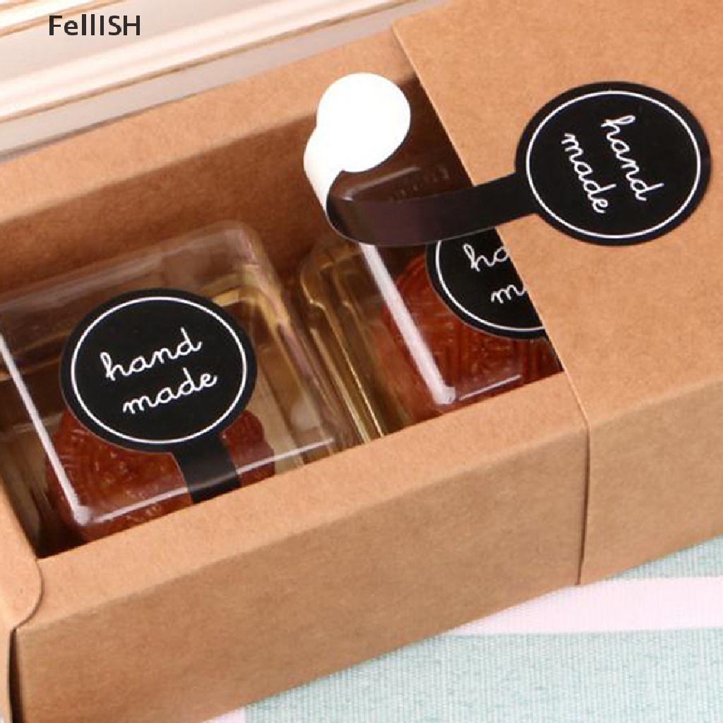 Set 100 Nhãn Dán Dài Bằng Giấy Kraft 439br Dùng Trang Trí Gói Bánh Thủ Công