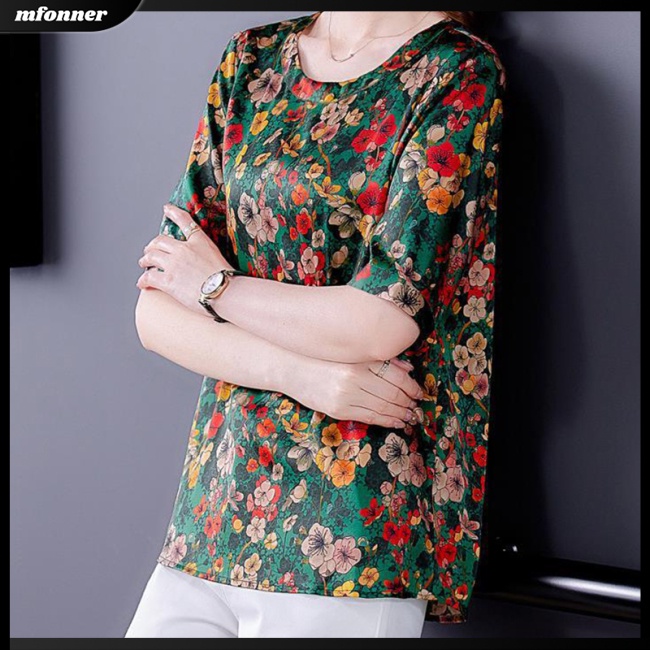 Áo Thun Tay Ngắn Dáng Rộng In Họa Tiết Hoa Đơn Giản Thời Trang Cho Nữ