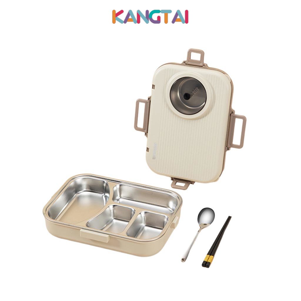 Hộp cơm giữ nhiệt văn phòng 3 ngăn, inox 304, chống tràn, kèm đũa thìa bát canh, hâm nóng nhanh**SP4