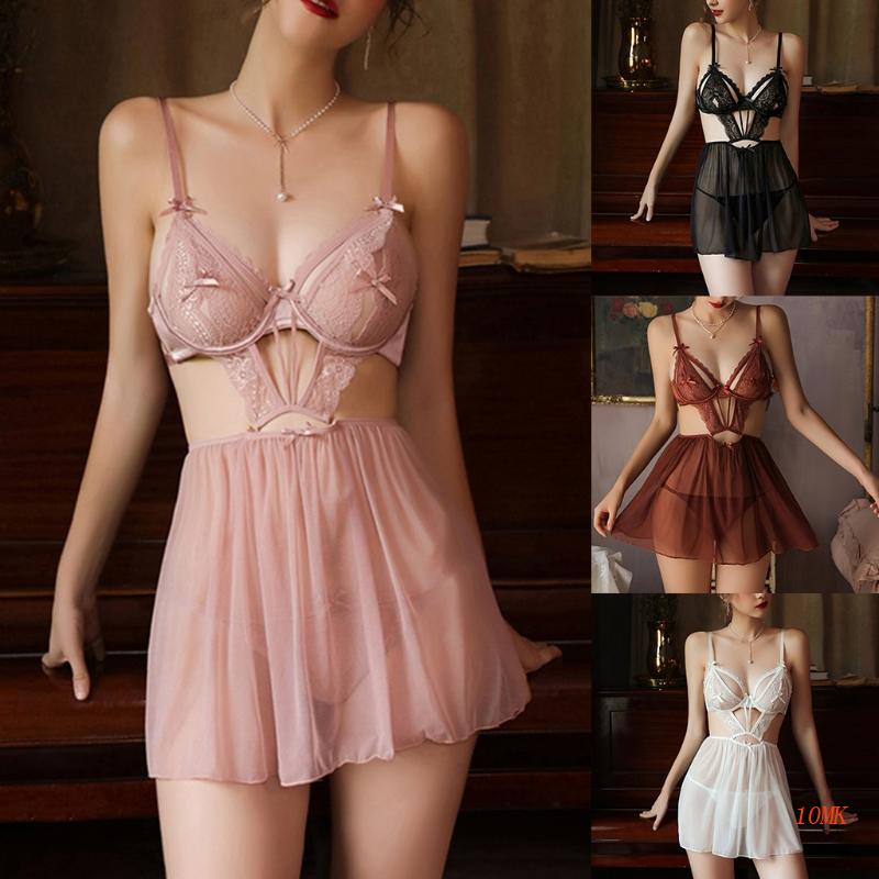 Đầm Ngủ Phối Ren Lưới Cổ Chữ V Quyến Rũ Dành Cho Nữ