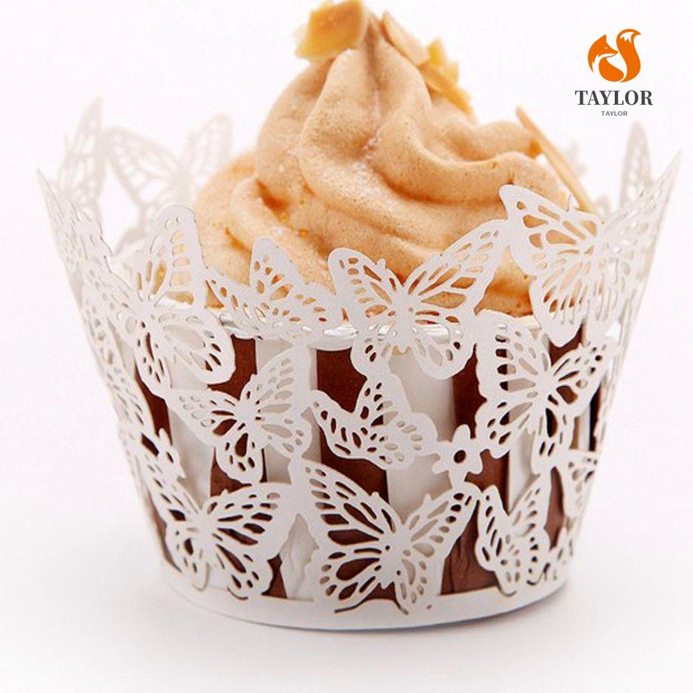 Set 1 / 25 Phụ Kiện Giấy Gói Bánh Cupcake Hình Cánh Bướm Dễ Lắp Ráp