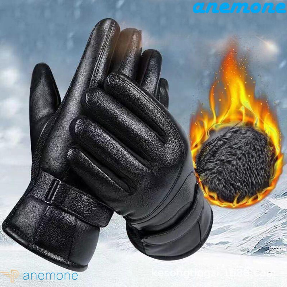 Găng Tay Lái Xe Dày Dặn Màu Đen Có Thể Chạm Màn Hình Cảm Ứng Dành Cho