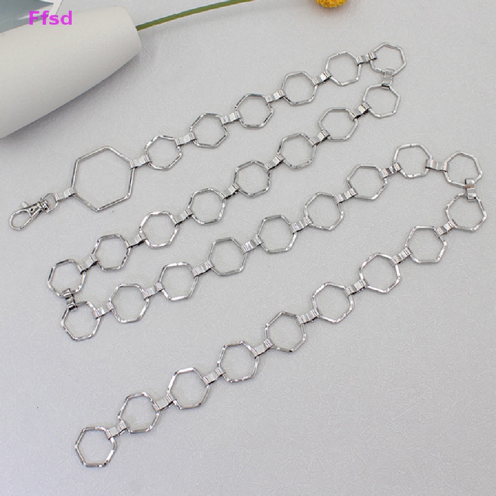 Thắt Lưng Dây Xích Lục Giác Bằng Kim Loại Màu Vàng / Bạc Phong Cách Cổ Điển Thời Trang Cho Nữ