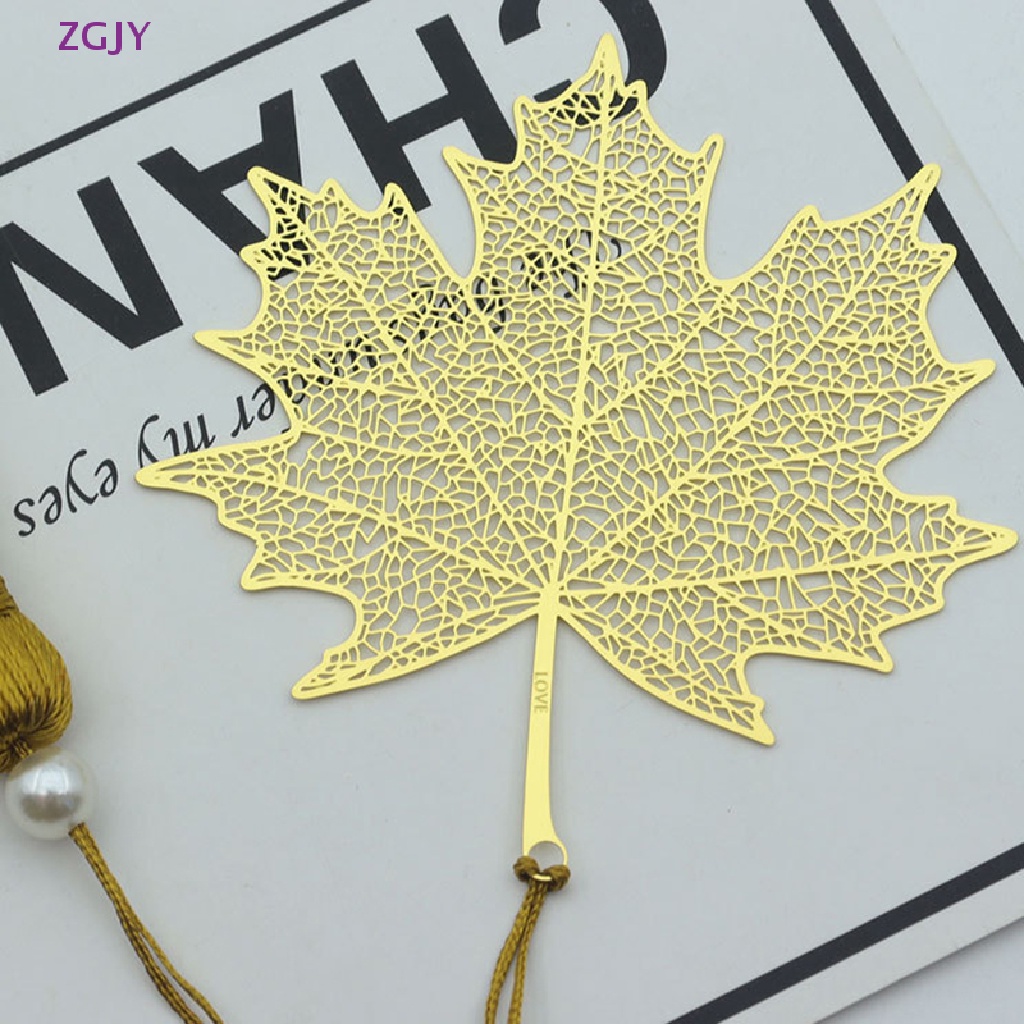 Thẻ Đánh Dấu Sách ZGJY Họa Tiết Lá Phong Rỗng Kiểu Trung Hoa Cổ Điển Tua Rua Kèm Kẹp Sách Trường Học Mới