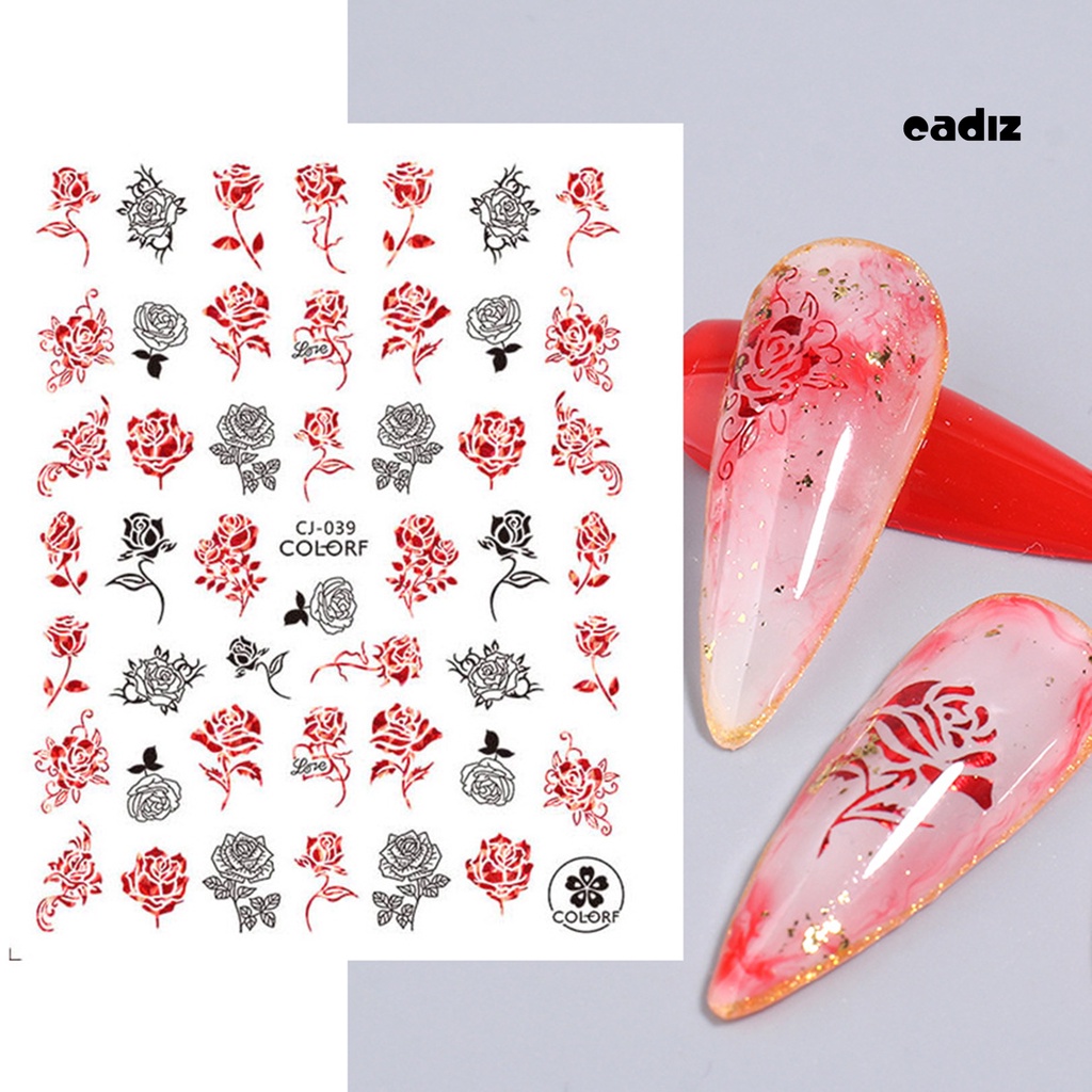 Bộ 2 Miếng Dán Móng Tay Tự Dính Không Phai Họa Tiết Trái Tim Màu Đỏ Dùng Trang Trí DIY