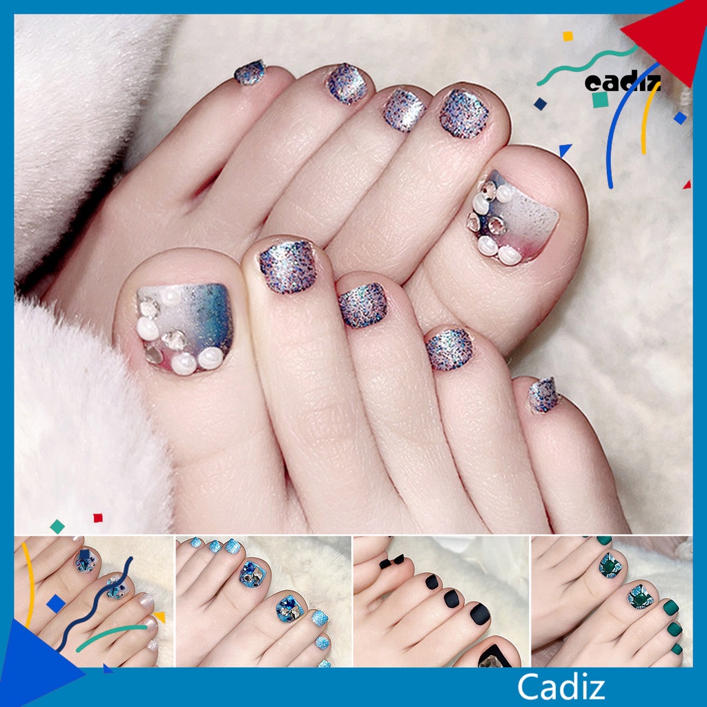 1 Bộ Móng Chân Giả Có Độ Bóng Cao Lấp Lánh Thời Trang Mùa Hè