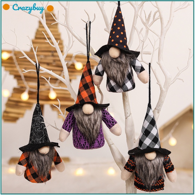 Cr Thú Nhồi Bông Hình Chú Lùn Không Mặt Có Đèn Led Phát Sáng Trang Trí Halloween