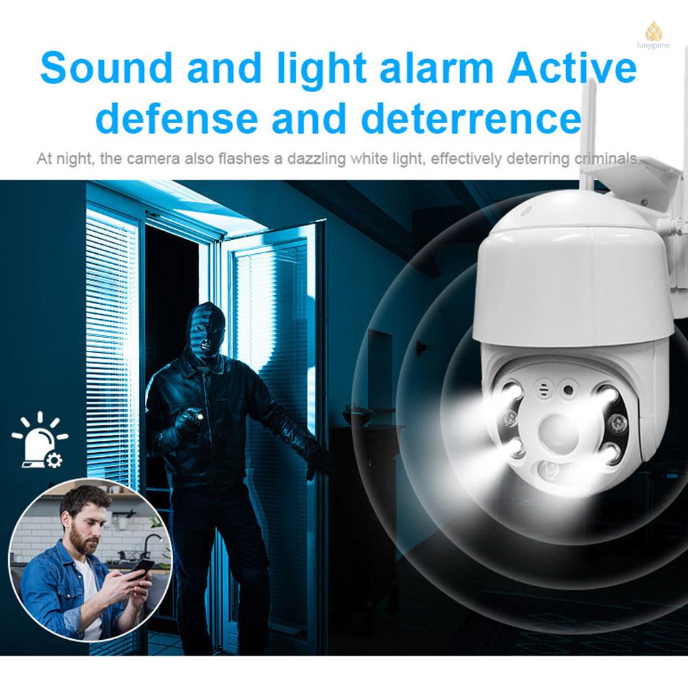 Camera Thông Minh 1080P Kết Nối WiFi Không Dây, Chống Thấm Nước, Hỗ Trợ Quay Phim 355° Chuông Báo Động Chuyển Động Hai Chiều Điều Khiển Từ Xa Bằng Ứng Dụng Có Đèn Và Âm Thanh