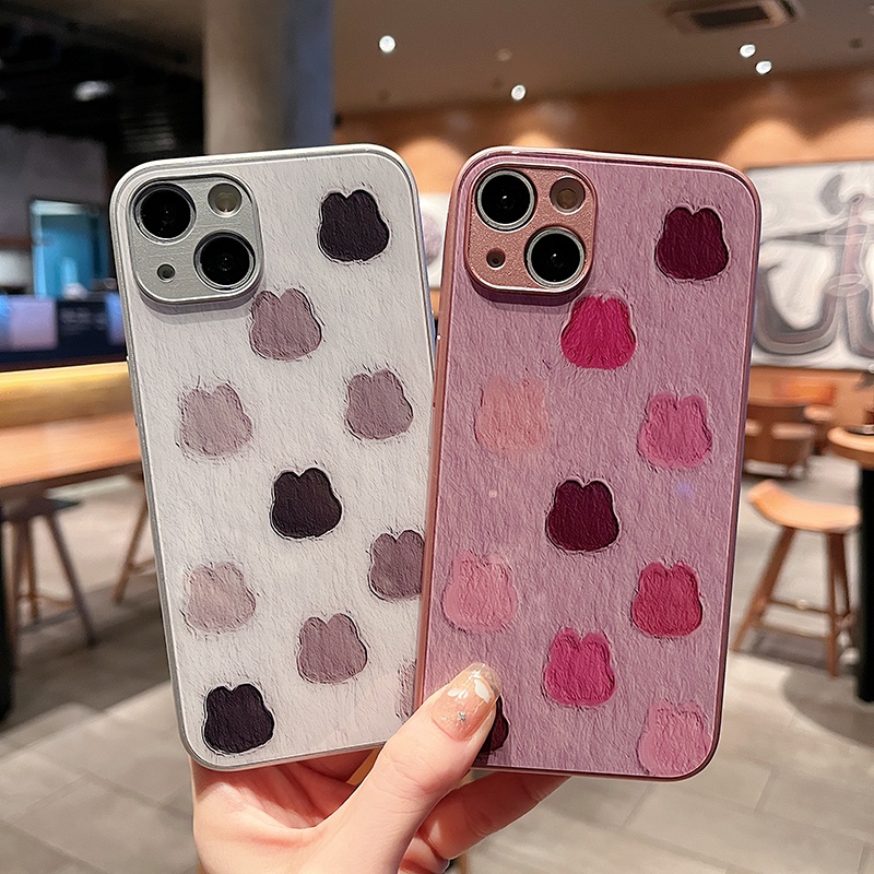 Ốp Điện Thoại Kính Cường Lực Màu Ánh Kim In Hình Thỏ Thời Trang Cho iPhone 14 11 X 7 8 Plus XR 12 XS 13 Pro Max
