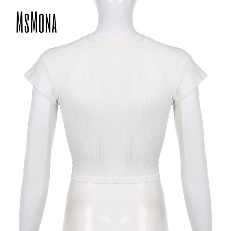 Áo Thun Tay Ngắn Cổ Tròn Màu Trơn Thời Trang 2023 Dành Cho Nữ