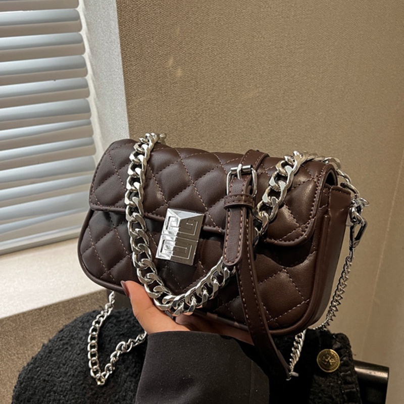 Túi Đeo Chéo Một Bên Vai Có Dây Xích Hình Thoi Nhỏ Phong Cách Phương Tây Dành Cho Nữ