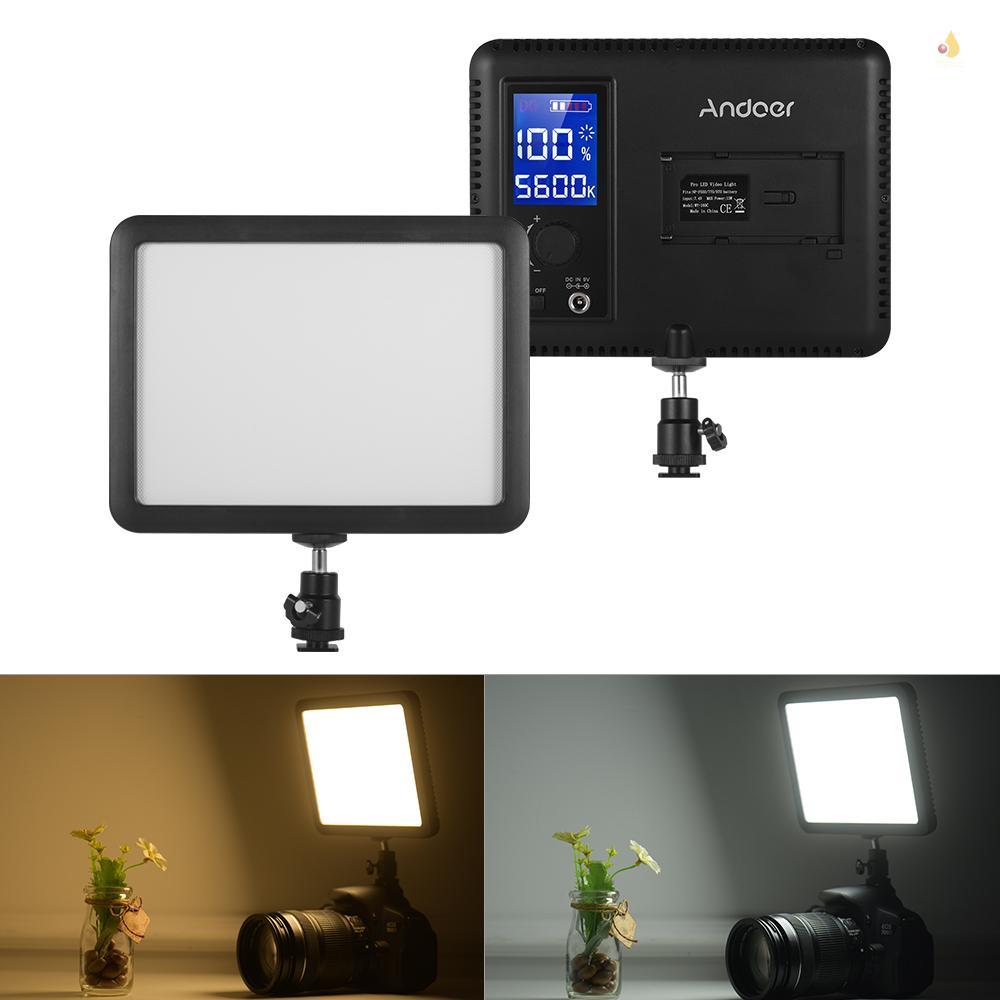 Bảng Đèn LED Andoer WY-160C 3300K-5600K Có Thể Điều Chỉnh Nhiệt Độ Kèm Màn Hình LCD Cho Máy Quay DSLR