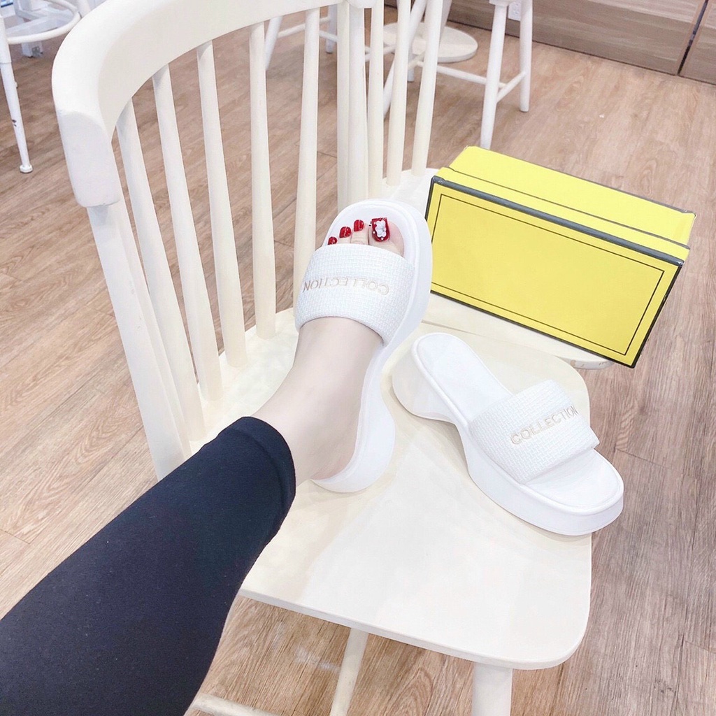 Dép Sandal nữ quai ngang đế cao 5p phiên bản Collection êm chân